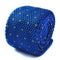 royal blue skinny knitted tie with yellow polka dot design