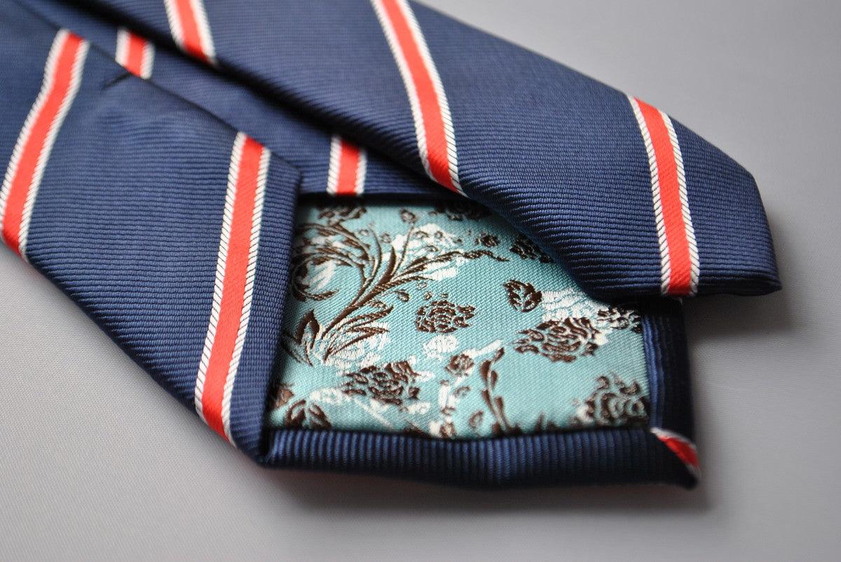 Light silver grey, navy dark blue & maroon red striped tie Light silver grey, navy dark blue & maroon red striped tie