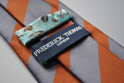 silver grey and chocolate brown barber striped tie