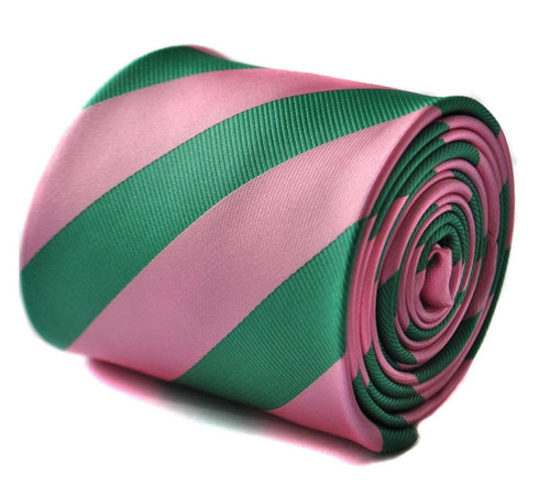 green and pink barber striped tie