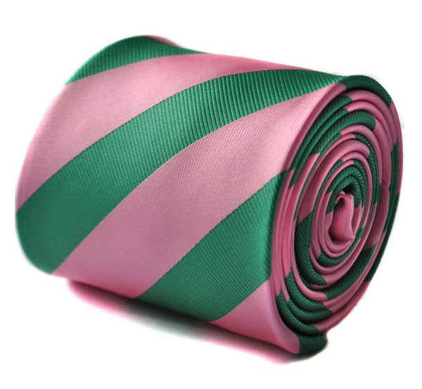 green and pink barber striped tie