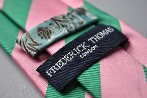 green and pink barber striped tie