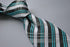 turquoise green, black and white check tie
