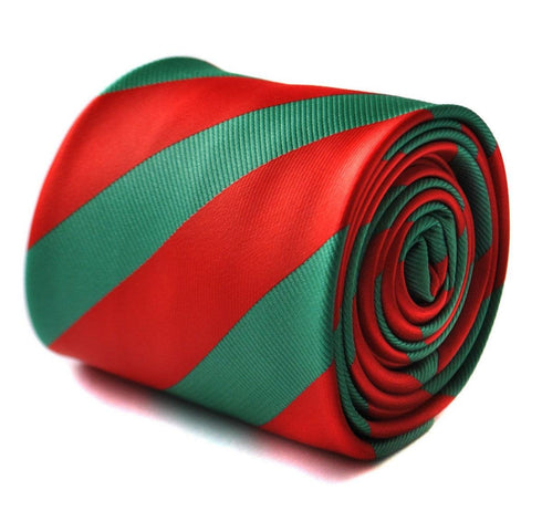 red and dark green barber striped tie
