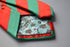red and dark green barber striped tie