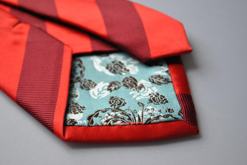 dark and bright red barber striped tie