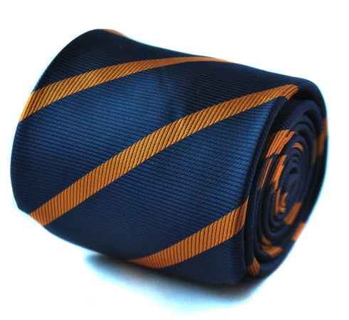 navy and orange club striped tie