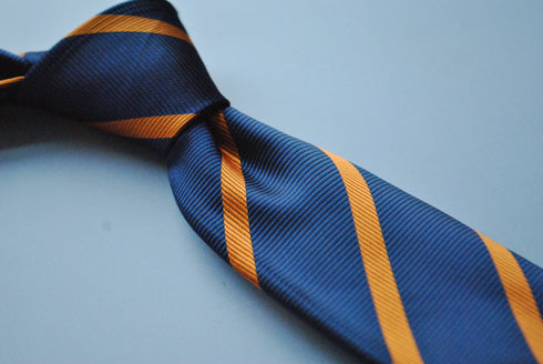 navy and orange club striped tie