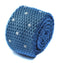light blue skinny knitted tie with white polka dots