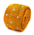 yellow gold skinny knitted tie with white polka dots