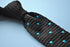 chocolate brown skinny knitted tie with turquoise polka dots