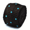chocolate brown skinny knitted tie with turquoise polka dots
