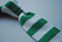 green and white striped skinny knitted tie