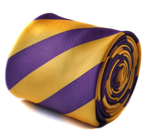 purple and yellow barber striped tie