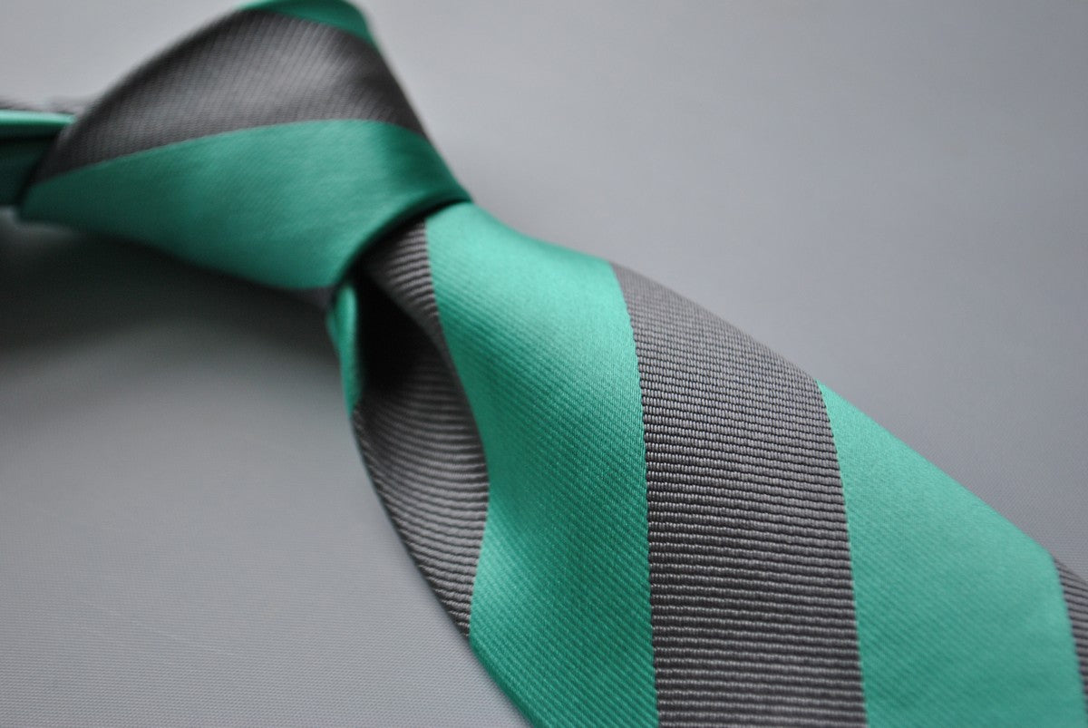 Sea Green & Silver Striped Tie | Frederick Thomas UK – Frederick Thomas ...