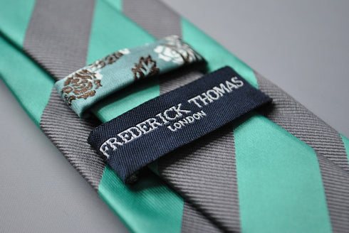 sea green and silver grey barber striped tie