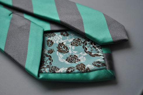 sea green and silver grey barber striped tie