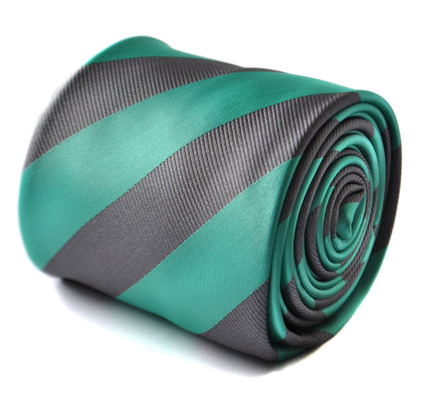 sea green and silver grey barber striped tie