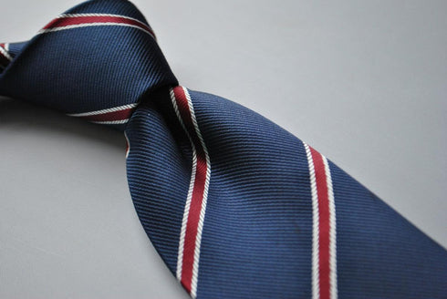 navy with red club striped tie