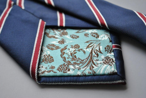 navy with red club striped tie