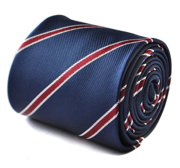 navy with red club striped tie