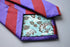 maroon red and cadbury purple barber striped tie