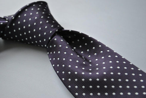 dark purple and white pin spot tie