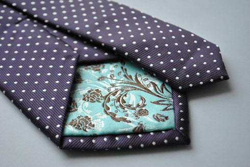 dark purple and white pin spot tie