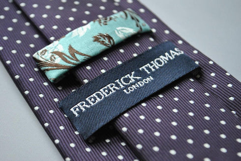 dark purple and white pin spot tie