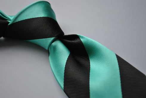sea mint green turquoise and black barber striped tie