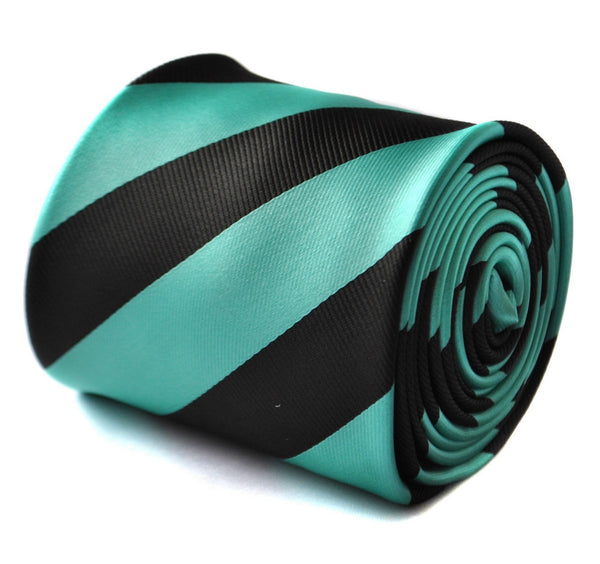 sea mint green turquoise and black barber striped tie
