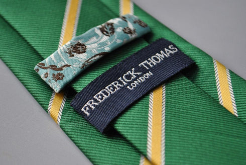bottle green and yellow club striped tie