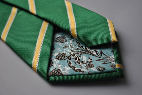 bottle green and yellow club striped tie
