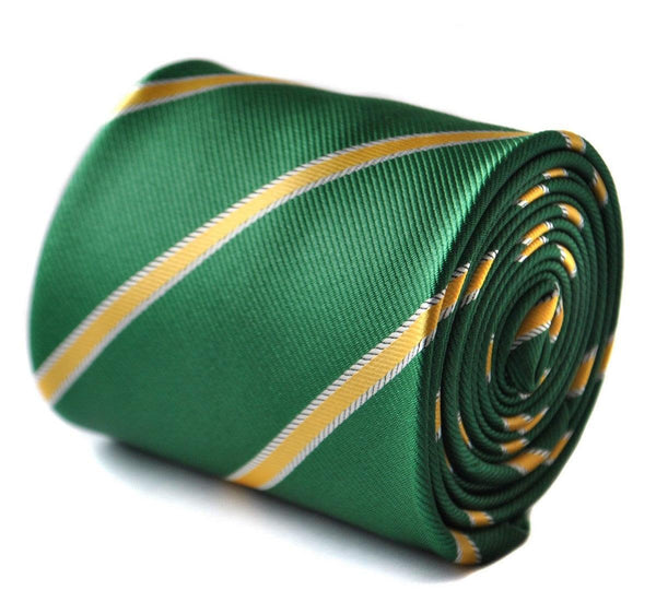 bottle green and yellow club striped tie