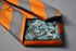 orange and silver barber striped tie