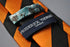 burnt orange and black barber striped tie