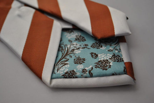 chocolate brown and white barber striped tie