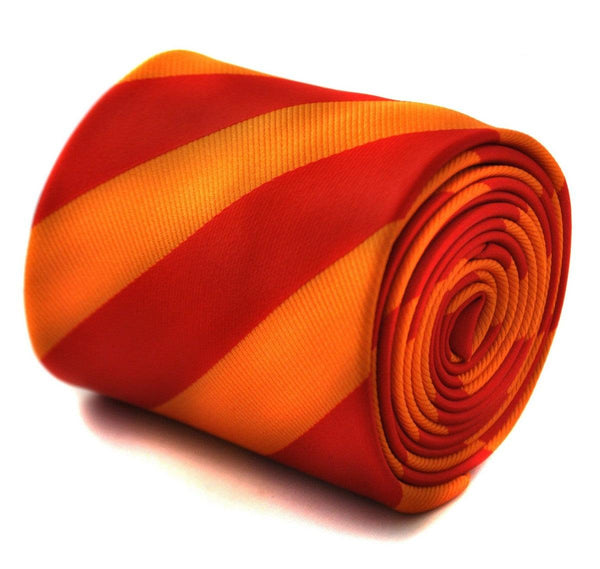 orange and red barber striped tie