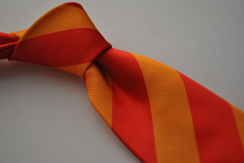 orange and red barber striped tie