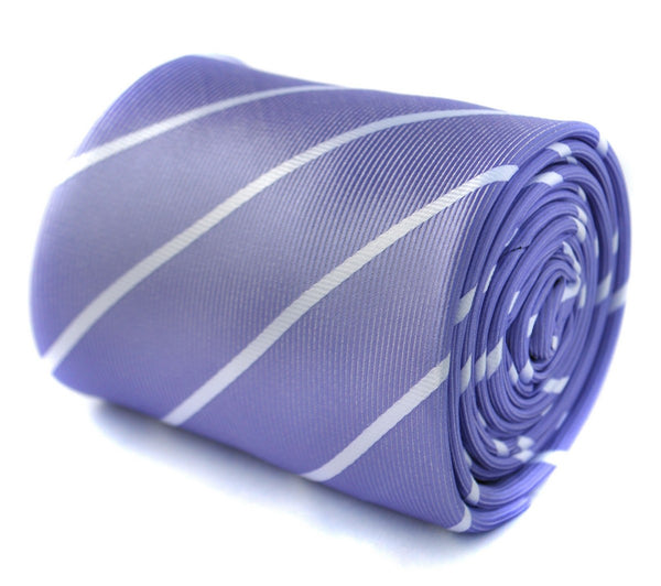 lavender purple and white thin club stripe tie