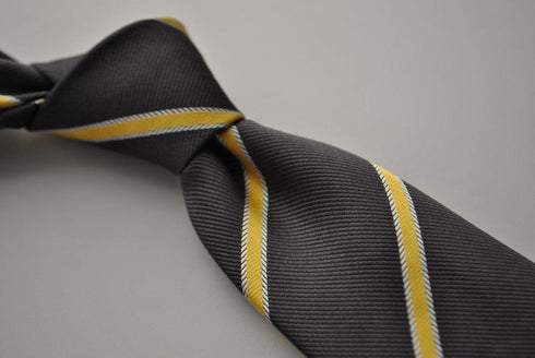 charcoal grey and yellow club striped tie