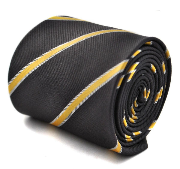 charcoal grey and yellow club striped tie