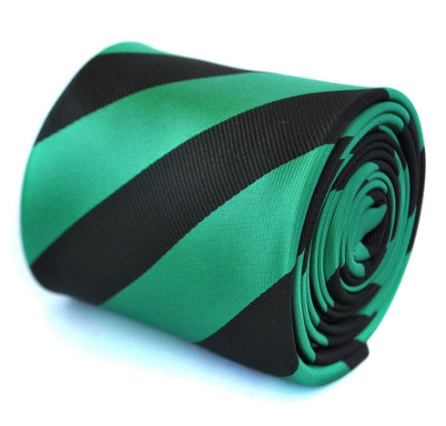 green and black barber striped tie
