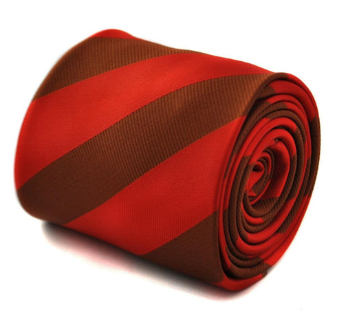 red and chocolate brown barber striped tie