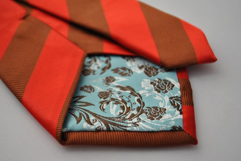 red and chocolate brown barber striped tie