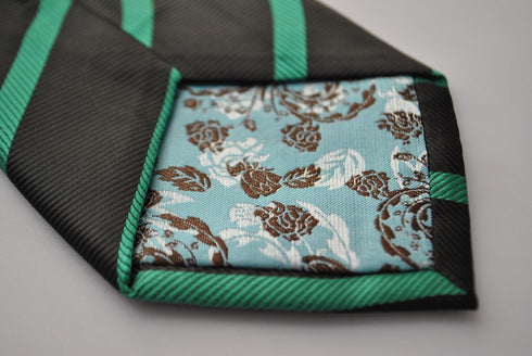 black and green club striped tie