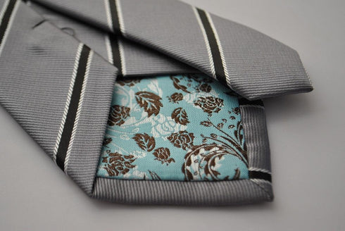 grey and black club striped tie