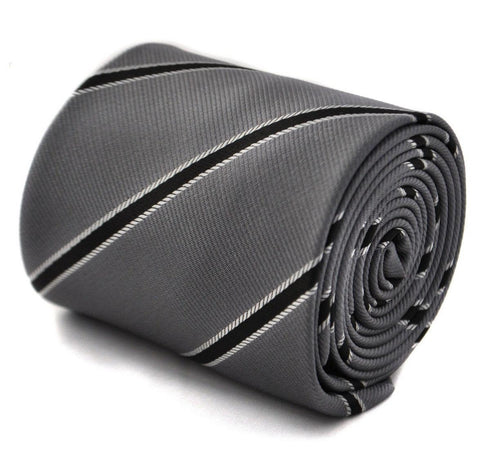 grey and black club striped tie