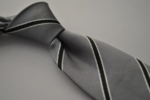 grey and black club striped tie