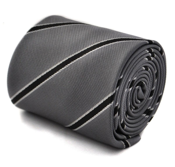 grey and black club striped tie